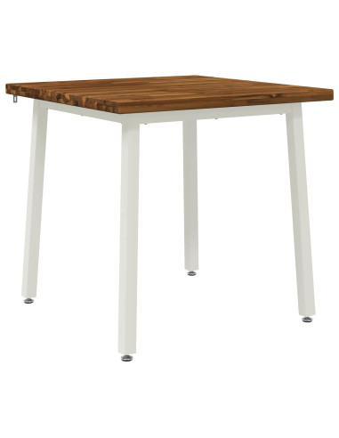 90 x 90 x 75 cm Legno di Acacia Massello Naturale e Bianco