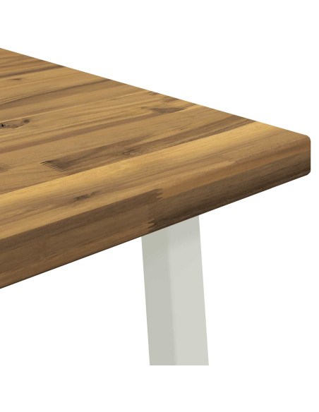 90 x 90 x 75 cm Legno di Acacia Massello Bianco Quadrato