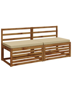 Cuscini per Panchina a 2 Pezzi VUGHT 2 pz 100% Poliestere Beige 2