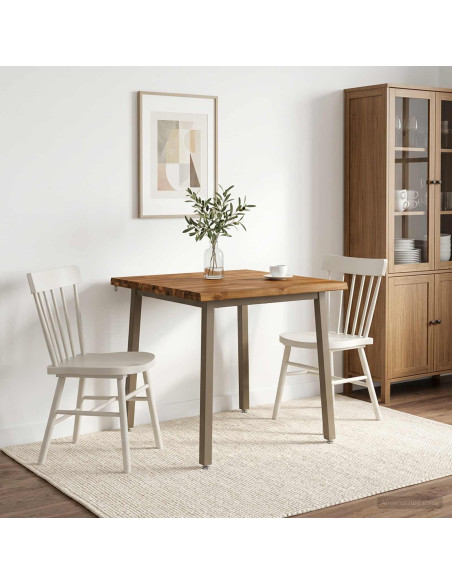 90 x 90 x 75 cm Legno di Acacia Massello Naturale e Caffè