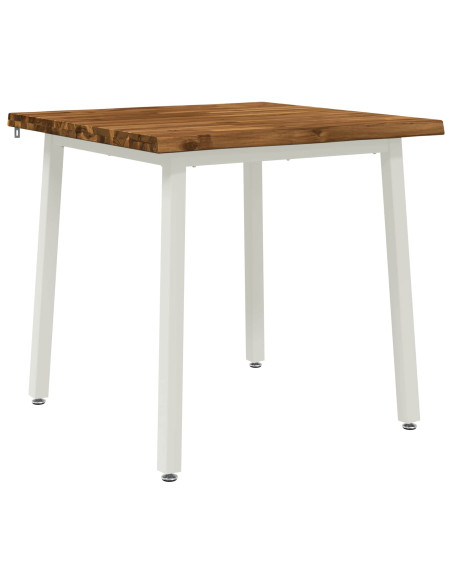 90 x 90 x 75 cm Legno di Acacia Massello Naturale e Bianco