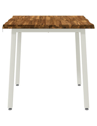 90 x 90 x 75 cm Legno di Acacia Massello Naturale e Bianco