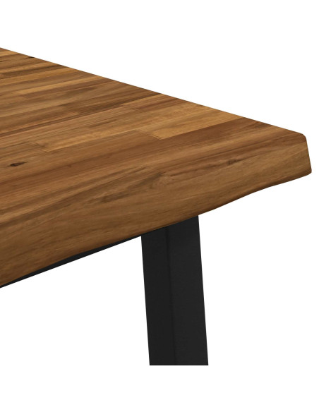 90 x 90 x 75 cm Legno di Acacia Massello Naturale e Nero