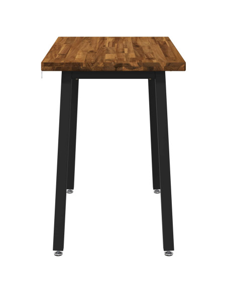 110 x 55 x 75 cm Legno di Acacia Massello Naturale e Nero