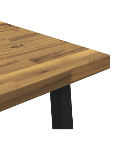 120 x 70 x 75 cm Legno di Acacia Massello Bianco e Nero