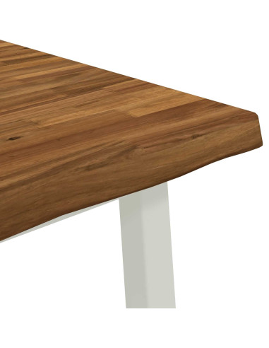 120 x 70 x 75 cm Legno di Acacia Massello Naturale e Bianco