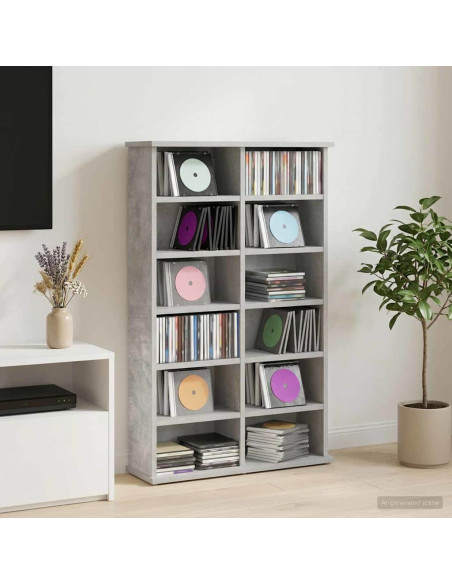 Mobile per CD Grigio Cemento 60 x 17 x 92 cm