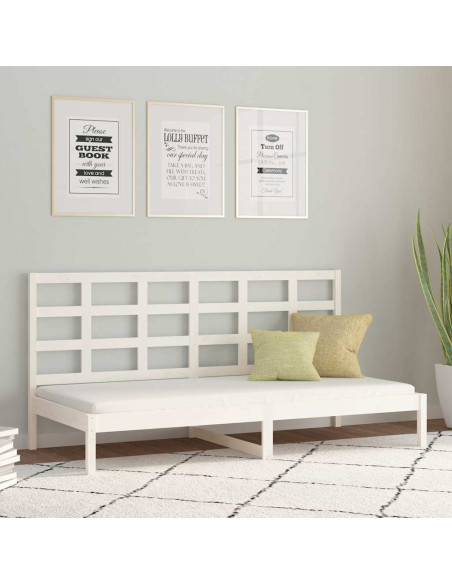 Dormeuse senza Materasso Bianca 80x200 cm Legno Massello Pino