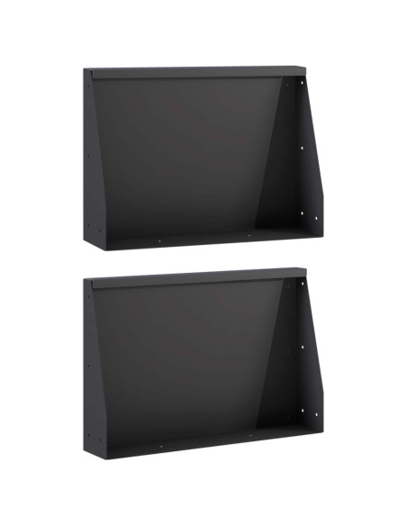 Muro di contenimento 2 pz 60 x 12 x 50 cm Acciaio Nero