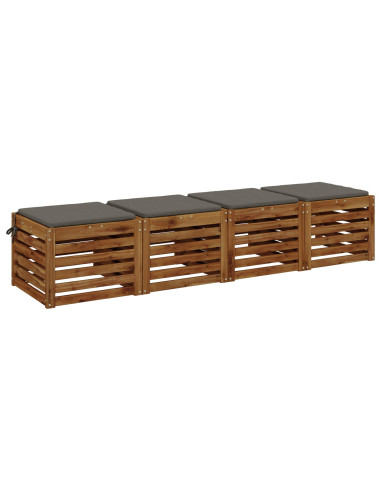 Cuscini per Sedia in 4 Pezzi SOEST 4 pz 100% Poliestere Grigio
