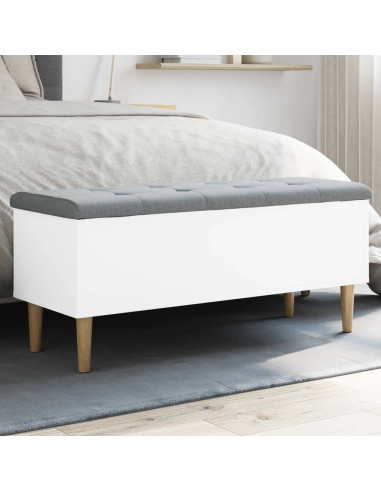 Panca Portaoggetti Bianca 102x42x46 cm in Legno Multistrato