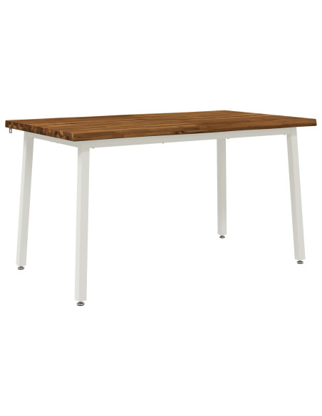 140 x 80 x 75 cm Legno di Acacia Massello Naturale e Bianco
