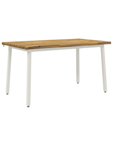 140 x 80 x 75 cm Legno di Acacia Massello Bianco Rettangolare