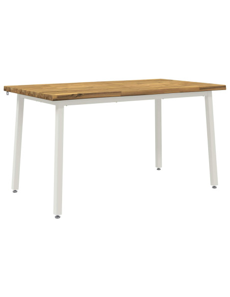 140 x 80 x 75 cm Legno di Acacia Massello Bianco Rettangolare