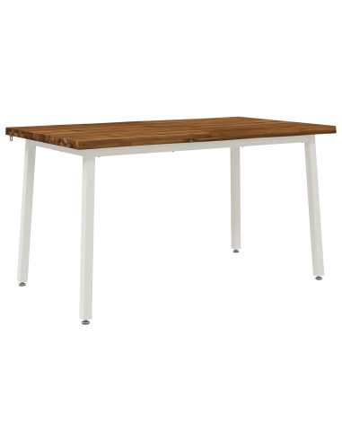 120 x 90 x 75 cm Legno di Acacia Massello Naturale e Bianco