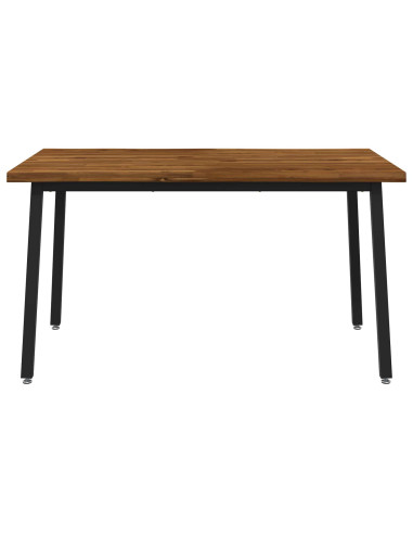 140 x 80 x 75 cm Legno di Acacia Massello Naturale e Nero