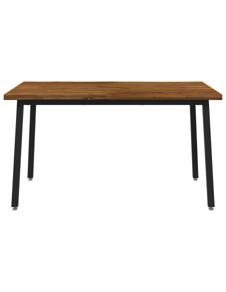 140 x 80 x 75 cm Legno di Acacia Massello Naturale e Nero