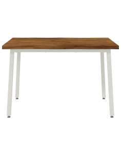 120 x 80 x 75 cm Legno di Acacia Massello Naturale e Bianco 2