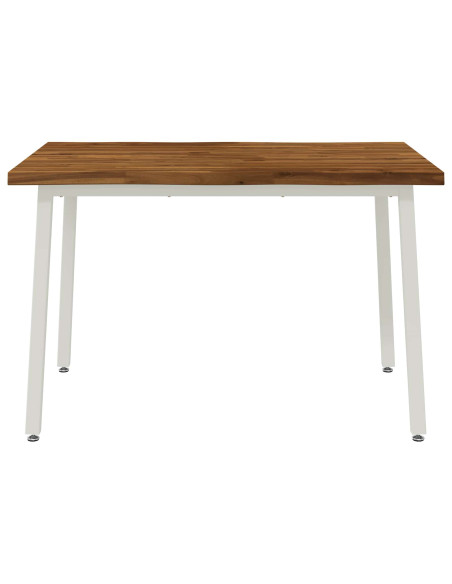 120 x 80 x 75 cm Legno di Acacia Massello Naturale e Bianco