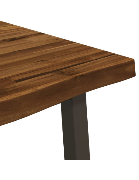 140 x 80 x 75 cm Legno di Acacia Massello Naturale e Caffè
