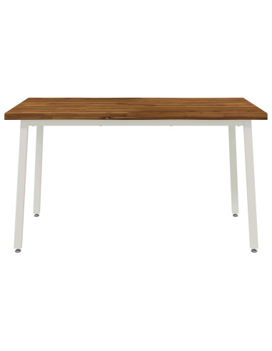 140 x 80 x 75 cm Legno di Acacia Massello Naturale e Bianco