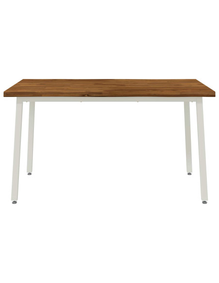 140 x 80 x 75 cm Legno di Acacia Massello Naturale e Bianco