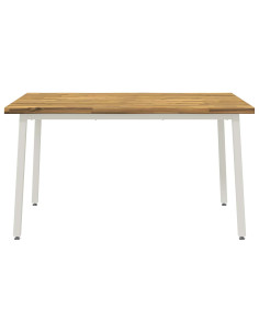140 x 80 x 75 cm Legno di Acacia Massello Bianco Rettangolare 2