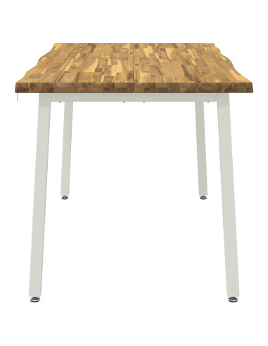 140 x 80 x 75 cm Legno di Acacia Massello Bianco Rettangolare
