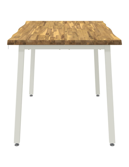140 x 80 x 75 cm Legno di Acacia Massello Bianco Rettangolare
