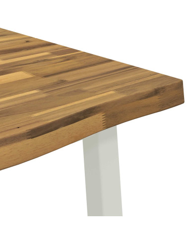 140 x 80 x 75 cm Legno di Acacia Massello Bianco Rettangolare