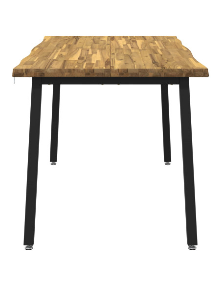 140 x 80 x 75 cm Legno di Acacia Massello Bianco e Nero