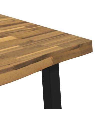 140 x 80 x 75 cm Legno di Acacia Massello Bianco e Nero