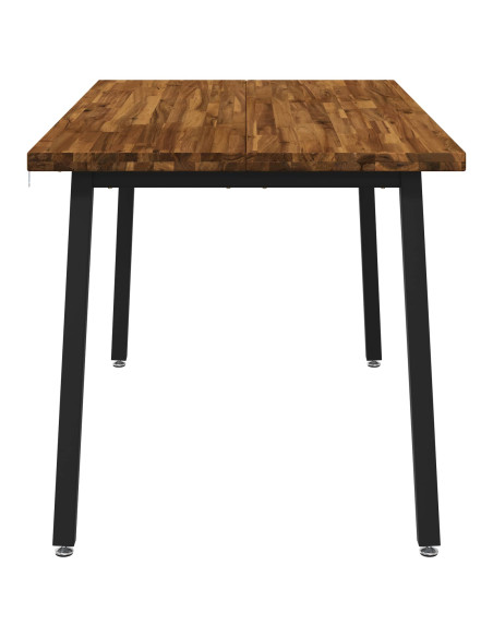 140 x 70 x 75 cm Legno di Acacia Massello Naturale e Nero