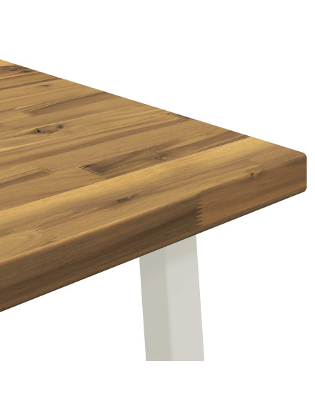 140 x 70 x 75 cm Legno di Acacia Massello Naturale e Caffè