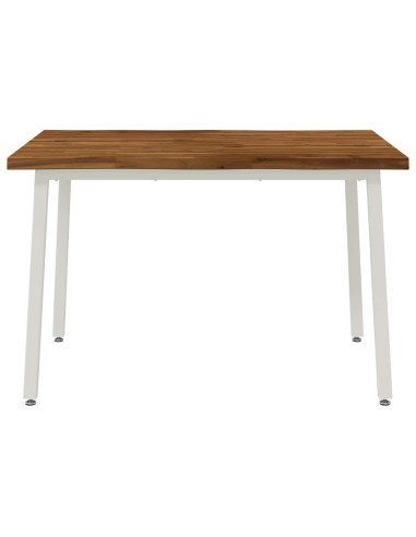 140 x 70 x 75 cm Legno di Acacia Massello Naturale e Bianco