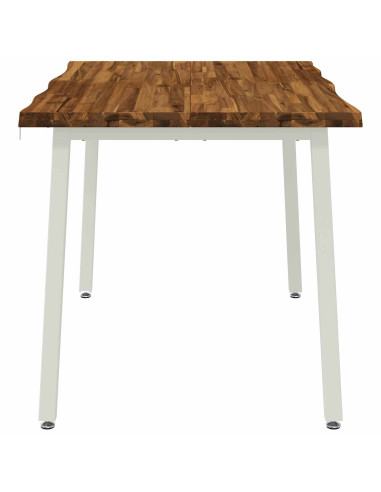 140 x 70 x 75 cm Legno di Acacia Massello Naturale e Bianco