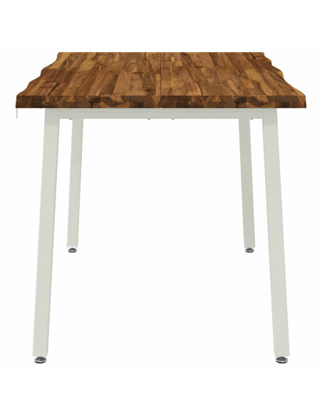 140 x 70 x 75 cm Legno di Acacia Massello Naturale e Bianco