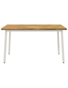 140 x 70 x 75 cm Legno di Acacia Massello Naturale e Bianco 2