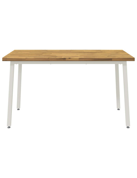 140 x 70 x 75 cm Legno di Acacia Massello Naturale e Bianco