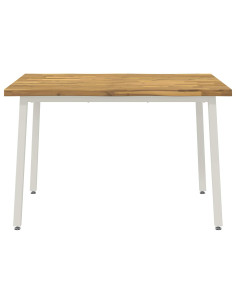 140 x 70 x 75 cm Legno di Acacia Massello Bianco Rettangolare 2
