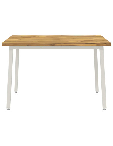 140 x 70 x 75 cm Legno di Acacia Massello Bianco Rettangolare
