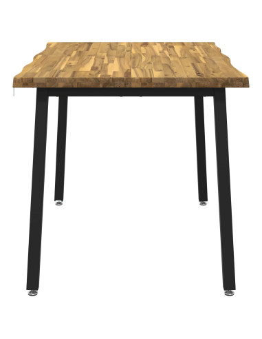 140 x 70 x 75 cm Legno di Acacia Massello Bianco e Nero