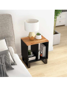 Tavolino 40x31x46 cm Legno Massello Acacia e Legno Multistrato