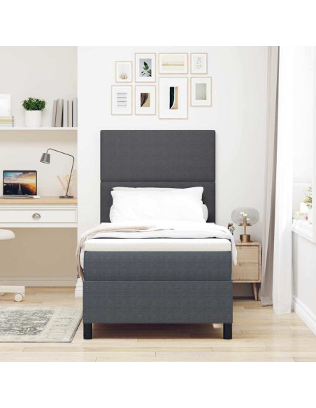 Letto a Sorgente LED Grigio Scuro e Bianco 90 x 190 cm
