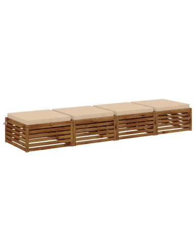 Cuscini per Sedia in 4 Pezzi SOEST 4 pz 100% Poliestere Crema