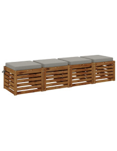 Cuscini per Sedia in 4 Pezzi SOEST 4 pz 100% Poliestere Grigio 2