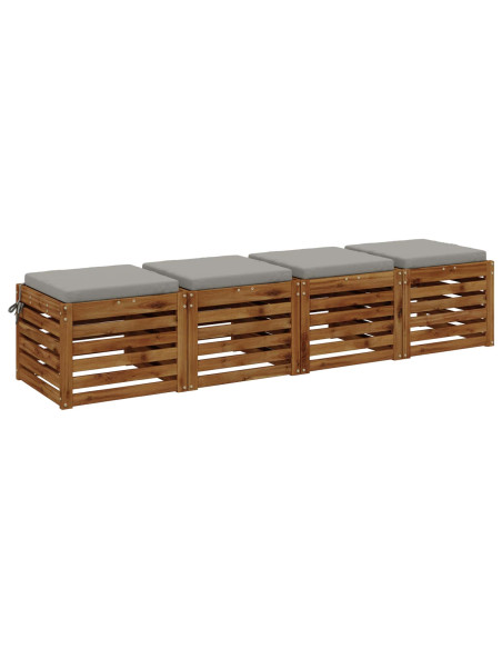 Cuscini per Sedia in 4 Pezzi SOEST 4 pz 100% Poliestere Grigio