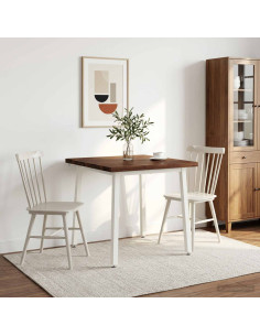 60 x 55 x 75 cm Legno di Acacia Massello Marrone scuro e Bianco