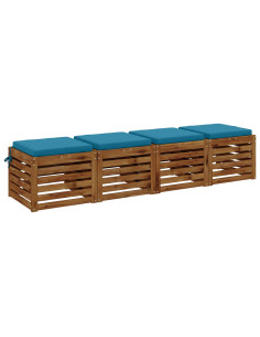 Cuscini per Sedia in 4 Pezzi SOEST 4 pz 100% Poliestere Azzurro 2
