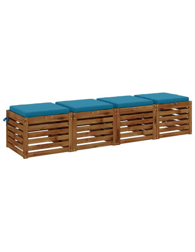 Cuscini per Sedia in 4 Pezzi SOEST 4 pz 100% Poliestere Azzurro
